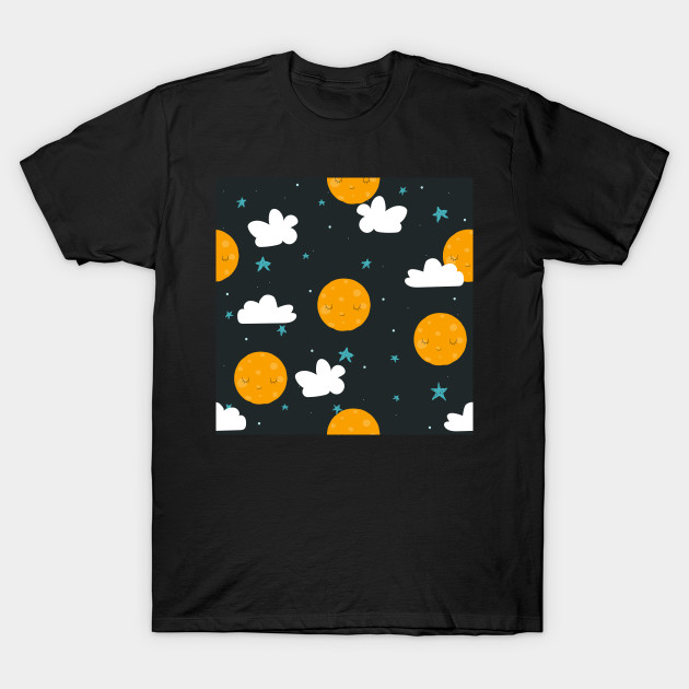 Childish Clouds With Moon And Stars